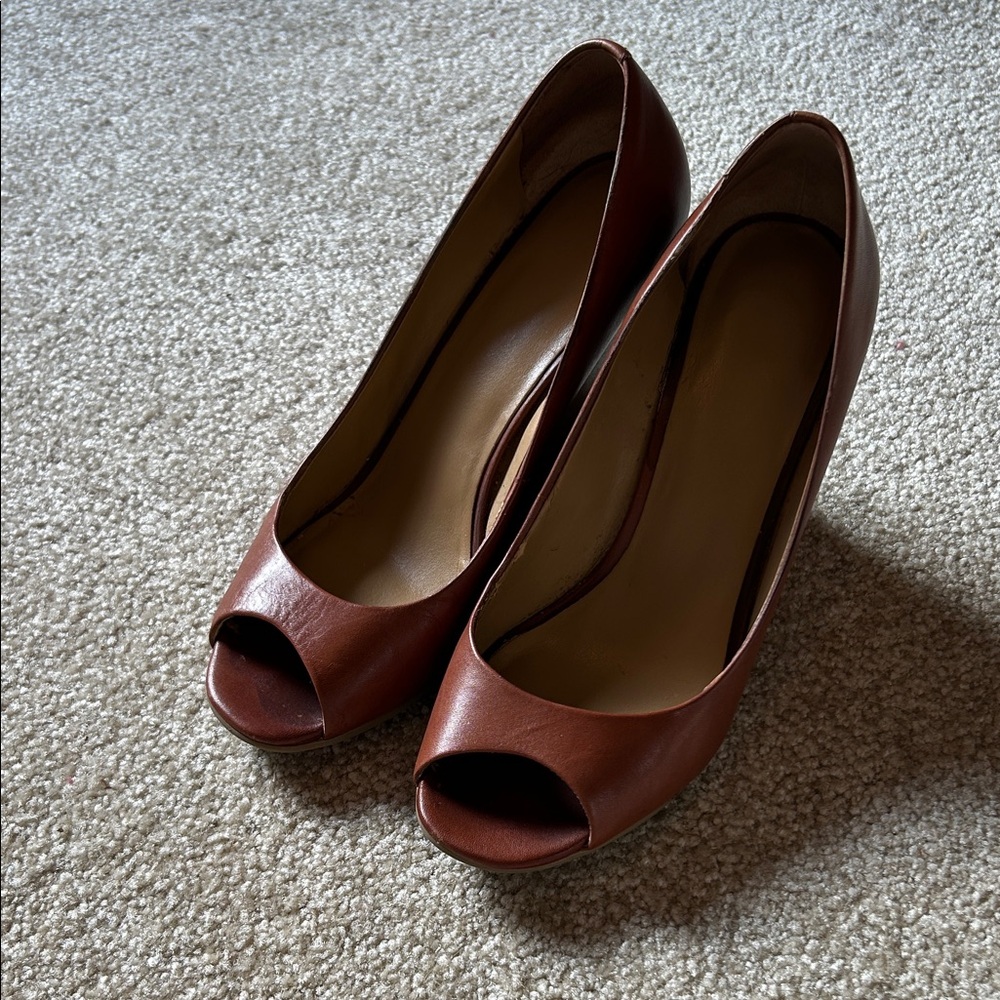 Talbots Brown Peep-Toe Heels